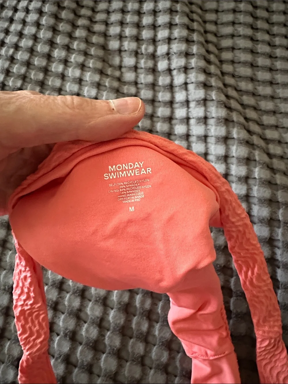 Monday Swimwear Coral Pink Textured Bikini Set